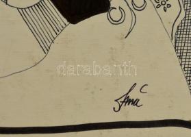 Szász jelzéssel: Női arc. Vegyes technika, karton, foltos, 21×17 cm