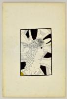 Szász jelzéssel: Női fej hallal. Vegyes technika, karton, foltos, 21×17 cm