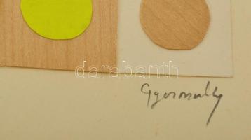 Gyarmathy jelzéssel: Formák. Kollázs, papír, kis szakadással, hiányos,  40×40 cm