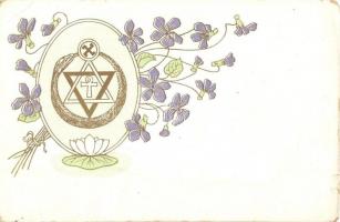 Symbol Serie 6. / The emblem of the Theosophical Society, golden decorated propaganda postcard, Josef Stetka (kis szakadás / small tear)