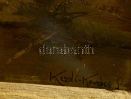 Kézdi jelzéssel: Őzek. Vegyes technika, karton, sérült, üvegezett hibás keretben, 17×23 cm