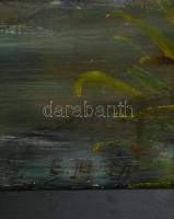 Illés jelzéssel: Kacsák. Olaj, papír, szakadással, üvegezett keretben, 34×45 cm