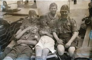 cca 1930 Cserkészek, 4 db vintage negatív, 6x9 cm