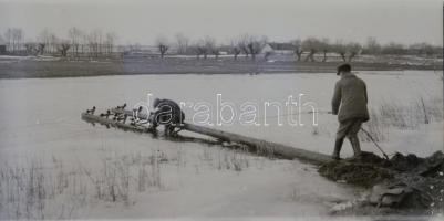 1931. február 14. Gárdony feliratú, vintage üveglemez negatív, Kerny István (1879-1963) hagyatékából...