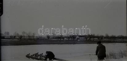 1931. február 14. Gárdony feliratú, vintage üveglemez negatív, Kerny István (1879-1963) hagyatékából...