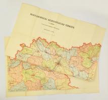 1943 Magyarország közigazgatási térképe,nagyméretű, két részből álló, M. Kir. Honvéd Térképészeti In...