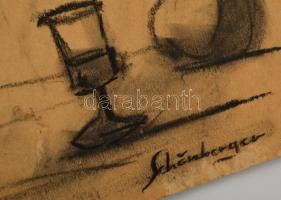 Schönberger jelzéssel: Hegedűs a bárban. Szén, karton, sérült, 69×49 cm