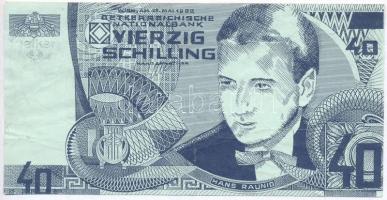Ausztria 1982. 40Sch "Hans Raunig" játékpénz T:III Austria 1982. 40 Schilling "Hans Raunig" playmoney C:F