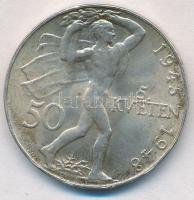 Csehszlovákia 1948. 50K Ag "Prágai felkelés harmadik évfordulója" T:2 Czechoslovakia 1948....