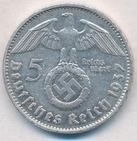 Német 3. Birodalom 1937D 5M Ag "Hindenburg" T:2,2- ph. German Third Reich 1937D 5 Marks Ag...