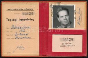 cca 1950 a Magyar Partizán Szövetség fényképes igazolványa