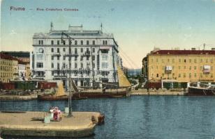 Fiume - 4 db RÉGI városképes lap, vegyes minőség / 4 pre-1945 town-view postcards, Grand Hotel Europ...