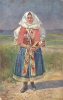 Templomba menet. Pöstyén-fürdői népviselet / Hungarian folklore from Piestany s: J. K. Janovsky (EK)