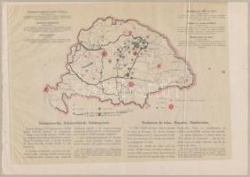 cca 1920 Magyarország dohányipara 1913-ban, ráhajtható pauszpapírral rajta a  trianoni határokkal, 2...