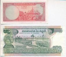 Kambodzsa 1972. 5R + 1975. 500R T:I-
Cambodia 1972. 5 Riels + 1975. 500 Riels C:AU
Krause 10, 16