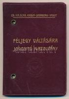 1916 Kassa-Oderbergi Vasút féljegy váltására jogosító fényképes igazolvány, 11,5x8 cm