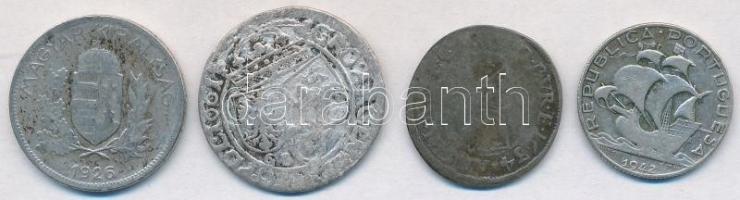 Vegyes 4db-os magyar és külföldi ezüstpénz tétel, közte Ausztria 1634. 3kr Ag "II. Ferdinánd" (1,5g), Magyarország 1926. 1P Ag T:2-,3 4pcs of various silver coins, including Austria 1634. 3 Kreuzer Ag "Ferdinand II" (1,5g), Hungary 1926. 1 Pengő Ag C:VF,F