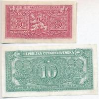 Csehszlovákia 1945. 5K + 10K T:II-,III
Czechoslovakia 1945. 5 Korun + 10 Korun C:VF,F
Krause 59, 6...