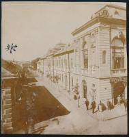 cca 1900 Losonc, Utcakép, Hochfelder üzlete, 9x8,5 cm / Lucenec, street, shop