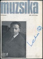 Lehel György karmester, valamint Kalmár Magda és Rozsos István operaénekesek aláírásai a Muzsika 1973-as címlapján
