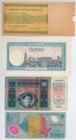 3db-os vegyes bankjegy tétel, benne 1915. 10K román felülbélyegzés, Románia 1944. 5000L + 1999. 2000...