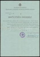 1948 Magyarországi beköltözési engedély és egyéb papírok nagybecskereki lakos részére