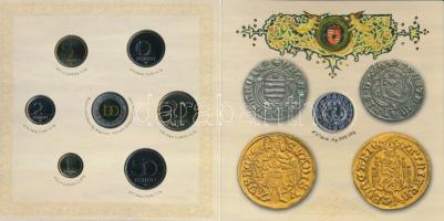 2008. 1Ft-100Ft 7klf db + Mátyás denár Ag fantáziaverete "Reneszánsz emlékév" dísztokos forgalmi szettben T:BU