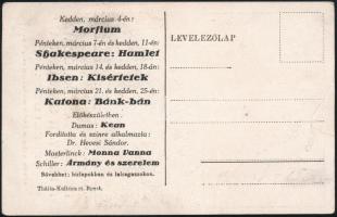 Beregi Oszkár színész aláírása színházi képeslapon