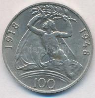 Csehszlovákia 1948. 100K Ag "Függetlenség" T:1-,2 Czechoslovakia 1948. 100 Korun Ag "...
