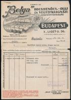 1949 Belga Kocsikenőcs, Olaj és Vegyiparigyár Rt. díszes fejléces számlája, 29x21 cm