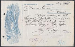 1917 Samel Adler Pozsony díszes fejléces számlája, 23x14 cm