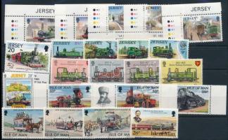 1973-1999 Train 23 stamps 1973-1999 Vonat motívum 23 klf bélyeg, közte sorok, párok, ívsarki értékek