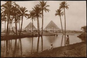 cca 1920 Egyiptom, Giza, feliratozott vintage fotóművészeti alkotás, 25x37 cm