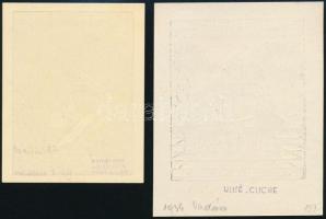 Vadász Endre (1901-1944) 2 db judaika alkalmi ex librise, fametszet ill. klisé, papír, jelzettek a f...