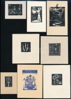 Vadász Endre (1901-1944) 8 db ex libris, fametszet, papír, jelzettek a fametszeten, különböző méretben