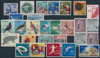 Japan 1952-1975 26 diff (28 pcs) stamps, Japán 1952-1975 26 klf (28 db) bélyeg, közte egy Sport négyestömb
