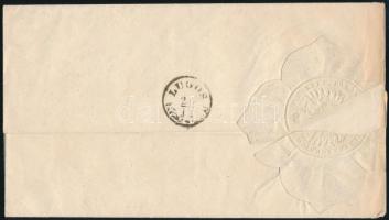 cca 1855 Levélboríték felzetes papírpecséttel, Temesvár-Lugos bélyegzőkkel