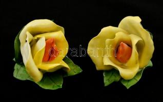 Aquincumi sárga rózsa párban ( 2db), kézzel festett, jelzett, hibátlan, 5×5 cm (2×)