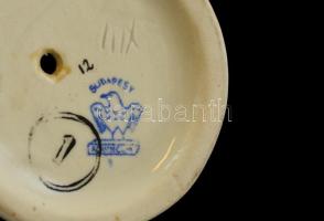 Aquincumi fésülködő porcelán akt, kézzel festett, jelzett, hibátlan, m: 23,5 cm