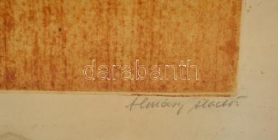 Almássy Aladár (1946-): Ágak. Rézkarc, papír, jelzett, üvegezett keretben, foltos, gyűrött, 32×28 cm