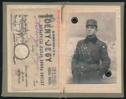 1924-1925 Budapesti (Budai) Torna Egylet fényképes korcsolya idény-jegye, katonafotóval
