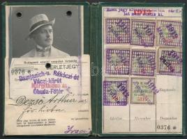 1912 Budapesti Közúti Vaspálya Társaság fényképes havi bérletjegye, Damjanich utca-Rákóczi-út-Váczi-...