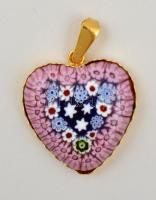 Muránói I fiori medál, aranyozott keretben, eredeti tartójában, 2×2,5 cm