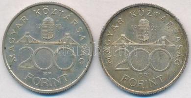 1993. 200Ft Ag "MNB" (2x) T:2 patina