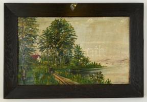 Rudnay jelzéssel: Balaton part. Olaj, vászon, keretben, 25×42 cm