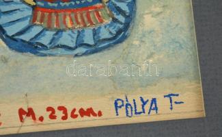 Pólya jelzéssel: 2 db akvarell, papír,  21×11 cm (2×)