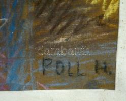 Poll jelzéssel: Asztali csendélet. Pasztell, papír, üvegezett keretben, 62×46 cm