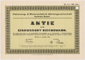 Németország / Weimari Köztársaság / Karlsruhe-Bulach 1926. "Hebezeug- & Motorenfabtik Aktie...