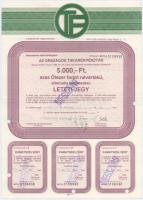 1991. "Országos Takarékpénztár" (2x) letéti jegy 5000Ft-ról, bélyegzéssel és lyukasztással...