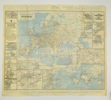 cca 1920 Németország és a szomszédos országok vasúti és vázlat térképe/ Európa főútvonalainak térkép...